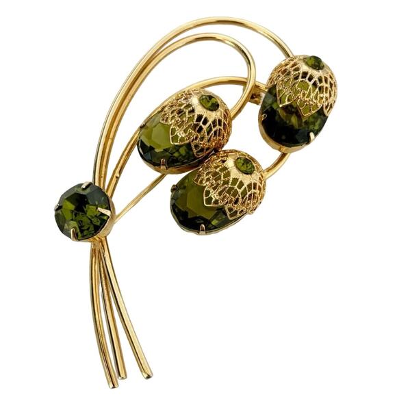 Vintage Sarah Coventry Touch of Elegance Brooch and Earring Set Green - Picture 12 of 16